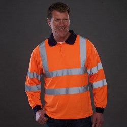 Plain Hi-vis long sleeve polo Yoko 210 GSM